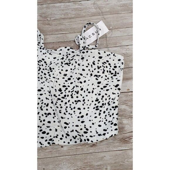 Kendall And Kylie Womens Size Small Black White Dotted Tie Back Cropped Top - Picture 4 of 10